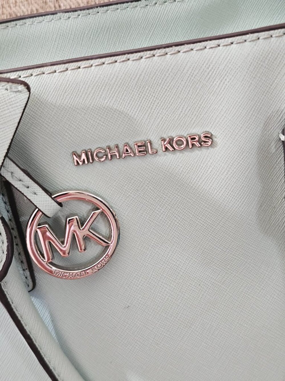 Michael Kors Mint Green Saffiano Leather Satchel Crossbody Bag - Picture 2 of 16